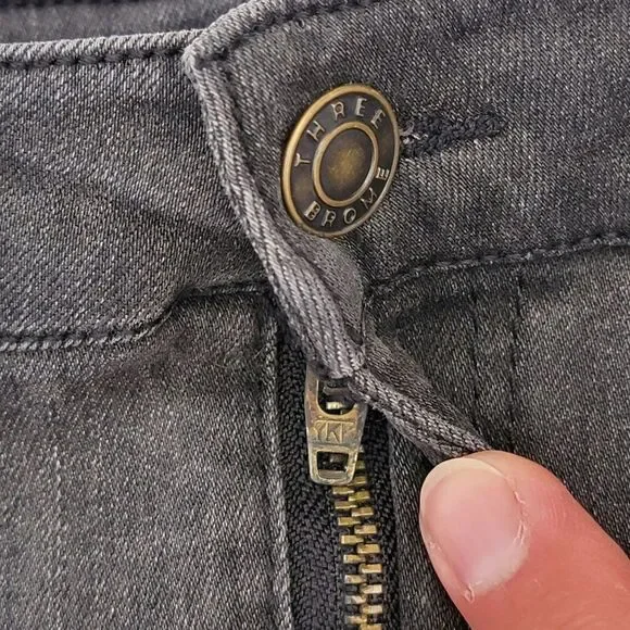 Three Brome Black Denim Straight Pencil Skirt Raw Hem NEW Size 26 Junior L - Picture 5 of 11